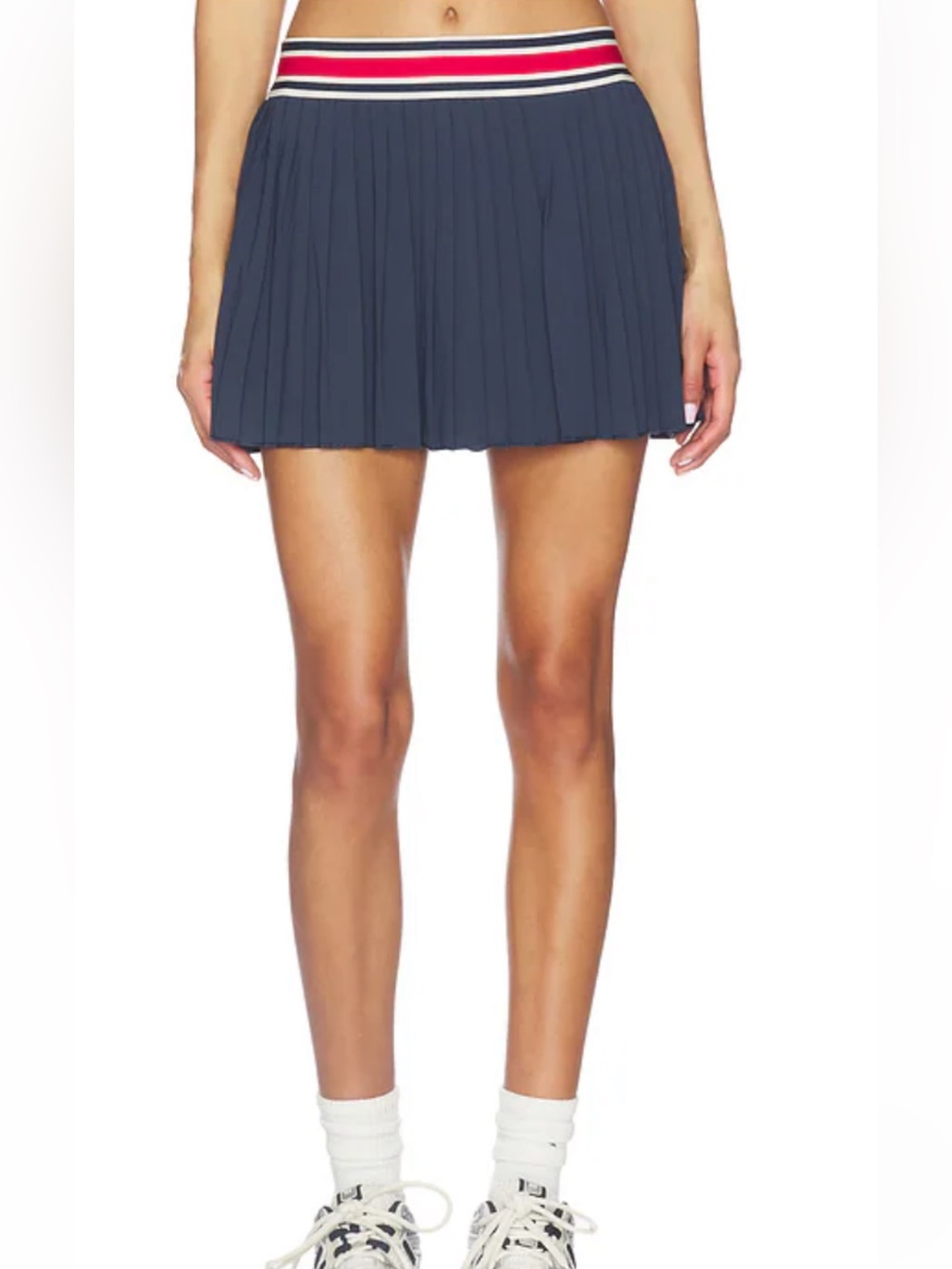 Goldhinge Pleated Mini Tennis Skirt - Navy striped